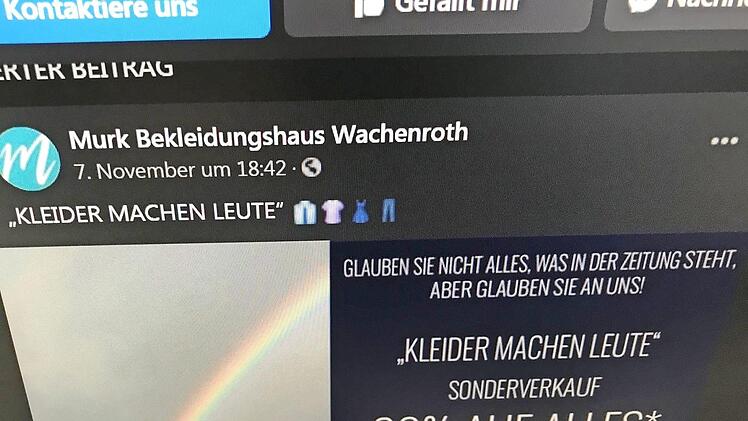 Mit dieser Anzeige scheint Murk auf den Artikel im Fränkischen Tag reagiert zu haben.  Foto: Screenshot mb