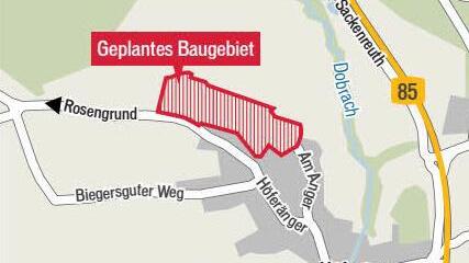 Die Alternative: Erschließung des Baugebiets von der Straße nach Sackenreuth. Grafik: Carolin Höfler