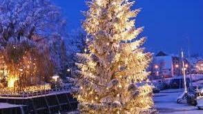 Ganz dem Meer verbunden, schmücken die Carolinensieler ihren Weihnachtsbaum auf dem Wasser.
