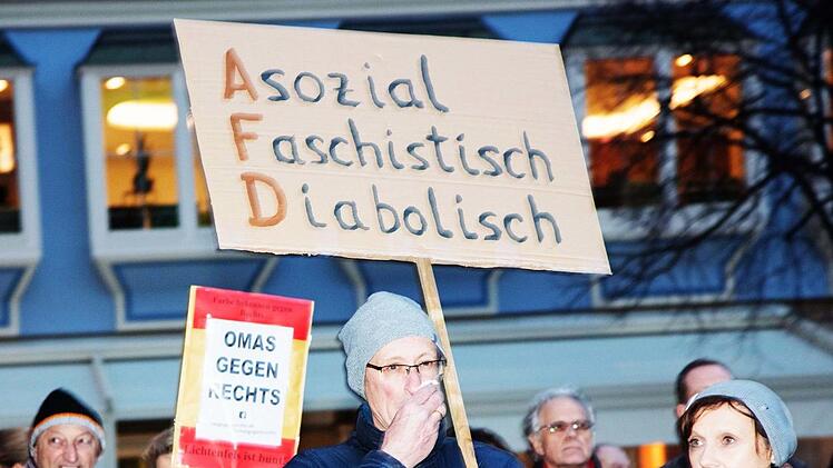 Die Plakate und Transparente spiegelten die Einstellung zur AfD wider.Klaus Gagel