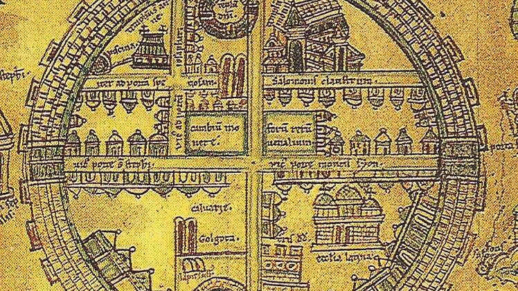 Der Stadtplan aus dem 13. Jahrhundert zeigt, dass die Henneberger Grafen Coburg nach dem Stadtbrand so anlegen ließen wie das "himmlische Jerusalem" in der Offenbarung des Johannes. Repro: Hubertus Habel