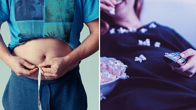 Symbolbild: Bauch, Sofa, Essen, Faulheit