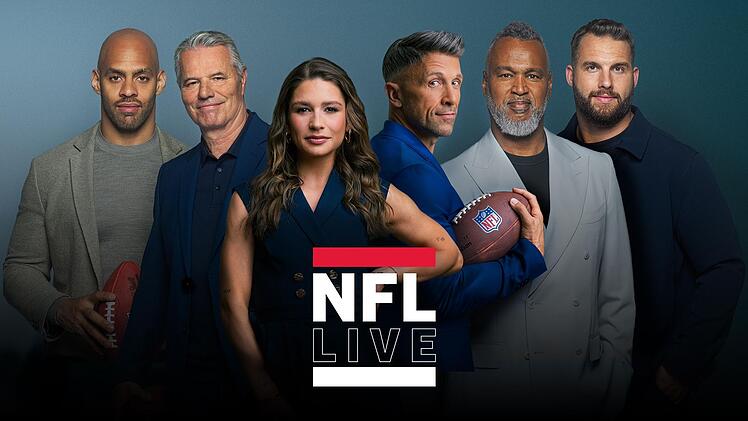 Sie begleiten die neue Saison der NFL bei RTL, von links: Kasim Edebali, Jan Stecker, Jana Wosnitza, Florian Ambrosius, Patrick Esume und Bj&ouml;rn Werner.
