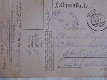 Feldpostkarte vom 30./31. Dezember 1917 Foto: Heidi Amon