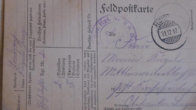 Feldpostkarte vom 30./31. Dezember 1917 Foto: Heidi Amon