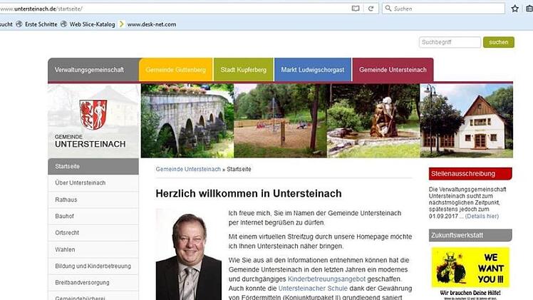 Auf der Homepage der Gemeinde Untersteinach sollen künftig die Protokolle der Ratssitzungen veröffentlicht werden. Einen entsprechenden Antrag stellte Markus Weigel (WGU) am Dienstagabend. Foto: Screenshot/BR