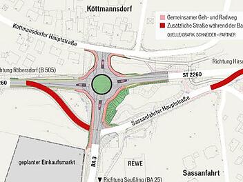 Der geplante Kreisverkehr zwischen Köttmannsdorf und Sassanfahrt