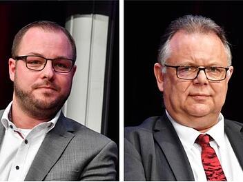 Wer zieht ins Coburger Landratsamt ein? Sebastian  Straubel (CSU, links) f&uuml;hrt deutlich vor  Martin Stingl (SPD)Fotos: Ronald Rinklef