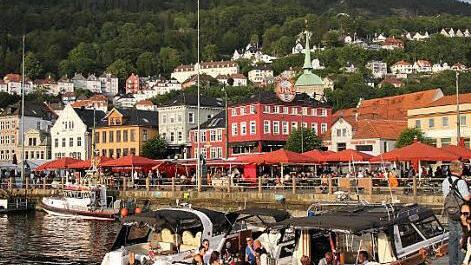 Der malerische Hafen von Bergen.