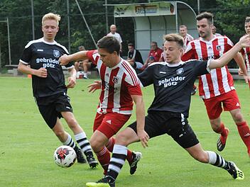 Ins Tor getroffen und vom Platz geflogen: Fuchsstadts Lukas Lieb (am Ball) war die prägende Figur im Fuchsstädter Spiel gegen die TG Höchberg.ssp