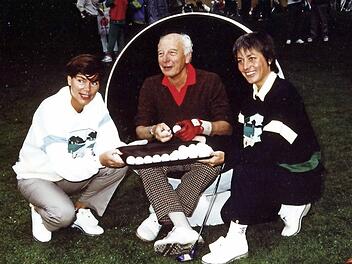 Walter Scheel besuchte mit seiner Ehefrau Barbara (links) ebenso wie Sportlerin Rosi Mittermaier (rechts) das Promi-Golfturnier in Herzogenaurach.  Foto: Fritz Spieß/Archiv