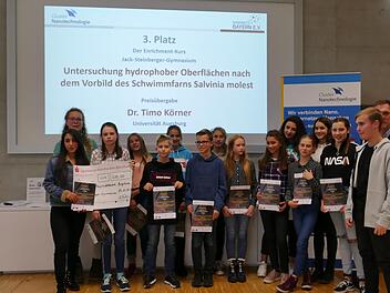 Über den dritten Preis beim Schulwettbewerb Cluster Nanotechnologie freuen sich die Schüler des Bad Kissinger Jack-Steinberger-Gymnasiums. Foto: Eva Kadrija
