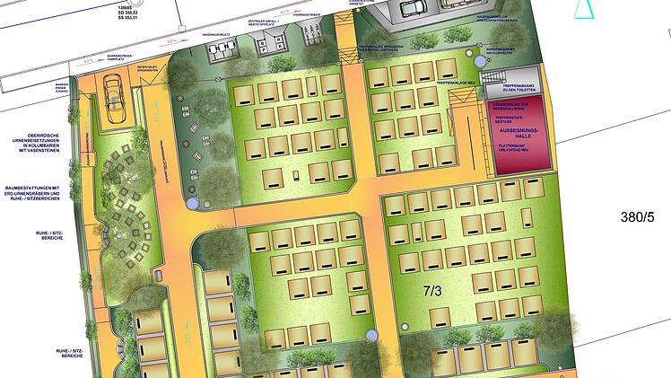 Der besprochene Plan   des beauftragten Landschaftsarchitekten für den Friedhof Gaiganz Repro: ni