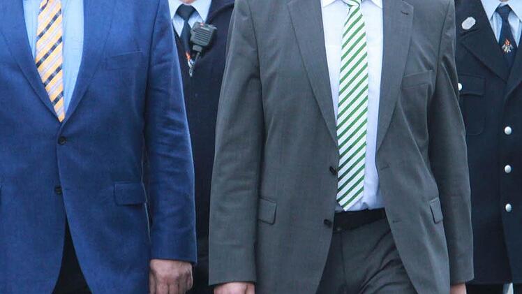 Innenminister Joachim Herrmann, KBI Gerhard Elflein, Landrat Christian Meißner und Kommandant Karl-Heinz Nüsslein (von links)