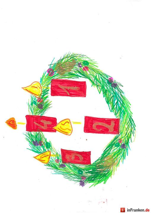 Selbstgemalte Weihnachtsbilder von Kindern aus Franken 2016