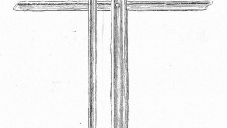 So soll das neue Metallkreuz am Eingang des Friedhofs aussehen.