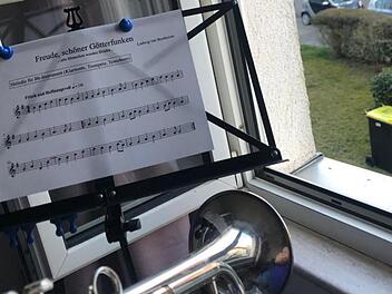 Vorgabe: Beethovens "Ode an die Freude"; Termin:  18 Uhr am vergangenen Sonntag; Treffpunkt: Fenster, Terrassen und Balkone