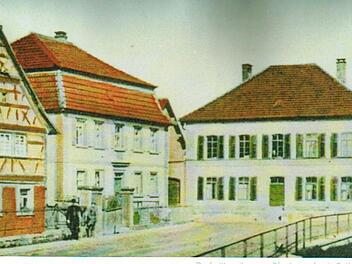 Historische Ansicht des Thundorfer Rathauses, das früher das evangelische Pfarrhaus war.