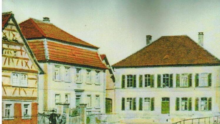 Historische Ansicht des Thundorfer Rathauses, das früher das evangelische Pfarrhaus war.
