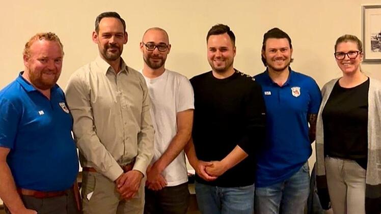 Das neue Vorstandsteam (von links): 2. Gesellschaftspräsident André Nagelsmann, 1. Gesellschaftspräsident Enrico Langhärig, 2. Kassier Johannes Hey, 1. Kassier Johannes Thomas, Schriftführer Hans-Steffen Büttner, Schriftführerin Kristina Dietz.