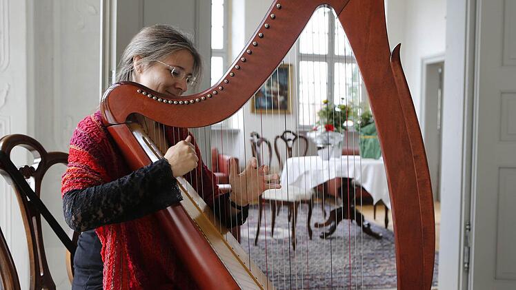 Susanne Globisch brachte auf ihrer ihrer keltischen Harfe Stücke des irischen Barock-Komponisten Turlough O'Carolan zu Gehör. Foto: Matthias Hoch