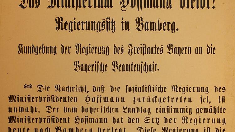 Welch eine Meldung: "Regierungssitz in Bamberg"!