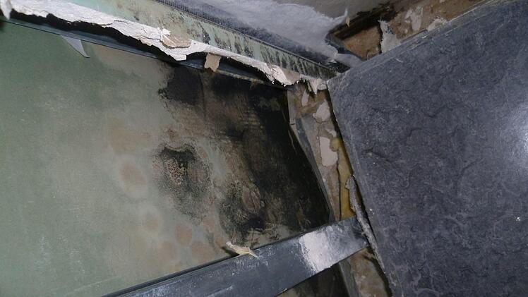 Ein Blick ins gesperrte Stadioninnere offenbart erhebliche Wasserschäden. Foto: Stadt Bamberg