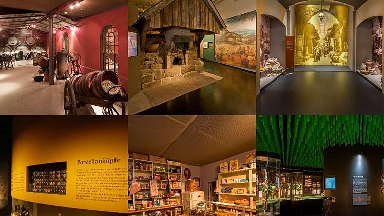 Bilder links: Brauereimuseum; Bilder mittig: Bäckereimuseum; Bilder rechts: Gewürzmuseum