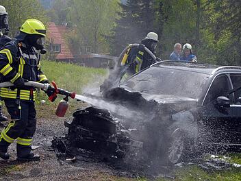 Trotz schnellen Einsatzes der Feuerwehr war der Mercedes am Ende ein Totalschaden.privat