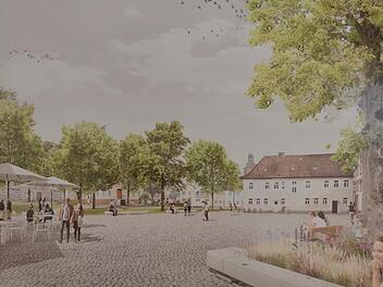 So sieht der Siegerentwurf aus dem Architektenwettbewerb den Schlossplatz in der Zukunft. Repro: Rainer Lutz