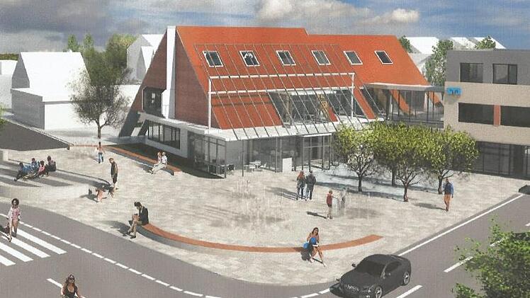 So könnte einmal die neue Hauptstelle der Raiffeisenbank Obermain Nord mit Raiffeisenplatz aussehen. Die Gemeinde beteiligt sich mit 40 Prozent am städtebaulichen Mehraufwand von 833 952 Euro. Ob auch der öffentliche Bereich vor der Bank so realisiert wird, steht noch in den Sternen. Visualisierung: Ingenieurbüro Irmler