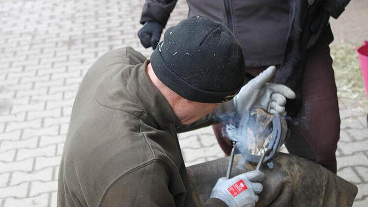 Stephan Hellgrewe passt das Eisen an. Foto: Carmen Schwind