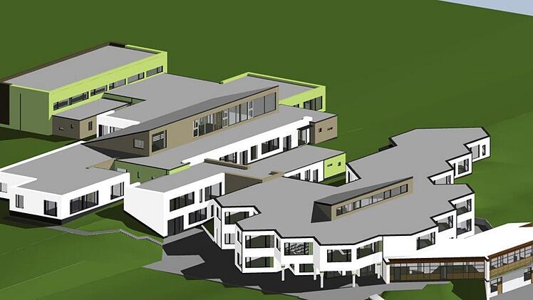 Die sanierte Schule soll ein Schmuckstück werden. Bis es soweit ist, muss die Gemeinde allerdings voraussichtlich zwölf Millionen Euro auf den Tisch legen.   Visualisierung: Architekturbüro Ing + Arch