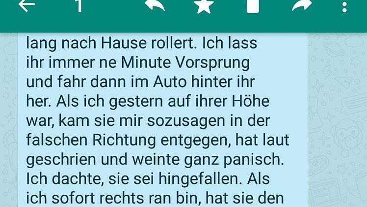 Eine der Meldungen, die über WhatsApp kopiert und verbreitet wurden. Schreenshot: inFranken.de