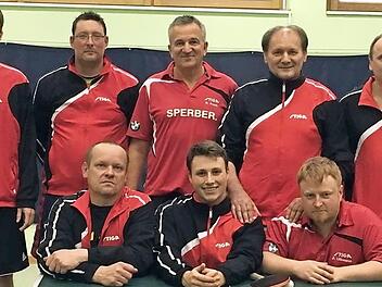 Die Eberner Meister von links: Lukas Sojka, Martin Bouska, Roland Frank, Wilhelm Wetz, Bernhard Süppel und vorne Ondrej Zenisek, Rafael Fontenia Vidal, Mannschaftsführer Jens Ullmann  Foto: Wolfgang Dietz