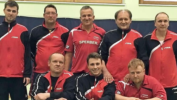 Die Eberner Meister von links: Lukas Sojka, Martin Bouska, Roland Frank, Wilhelm Wetz, Bernhard Süppel und vorne Ondrej Zenisek, Rafael Fontenia Vidal, Mannschaftsführer Jens Ullmann  Foto: Wolfgang Dietz