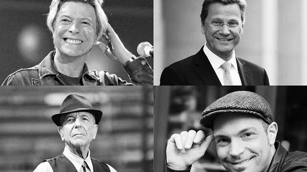 David Bowie, Guido Westerwelle, Leonard Cohen, Roger Cicero und viele weitere bedeutende Persönlichkeiten sind 2016 gestorben. Foto: dpa