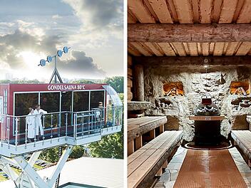 Gondelsauna der Palm Beach Kristall Therme und die Stollensauna in der Franken Lagune