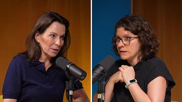 Anne Will (links) und Ann-Kathrin B&uuml;&uuml;sker sprechen im Podcast "Politik mit Anne Will" &uuml;ber die zur&uuml;ckliegende Hitzewelle.