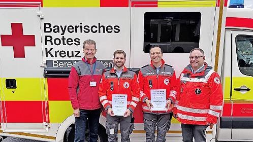 1. Vorsitzender Michael Rendl (von links), Sebastian Oeding, Johannes Hagen und Kreisgesch&auml;ftsf&uuml;hrer Harald Erhard.