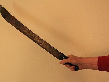 Mit einer solchen Machete, die vor allem als Arbeitsgerät eingesetzt wird, schlug der 42-Jährige zu. Foto: Matthias Einwag
