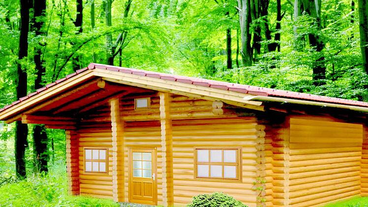 Ansicht der geplanten Blockhütten.