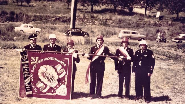 1.+2. Juli 1961 feierte die Feuerwehr Euerdorf das Fest der Fahnenweihe.Quelle: Repro Dirk Zirwick