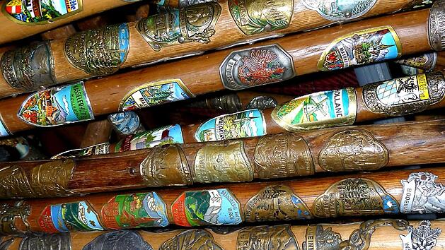 Wanderst&ouml;cke sind in der Stadtbibliothek zu sehen.  Foto: Roland Halbritter