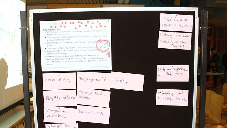 Die verschiedensten Vorschläge wurden gesammelt. Das wichtigste Thema für die Mainleuser war die Gestaltung des Konrad-Popp-Platzes.Jürgen Gärtner