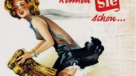 Erich Meerwalds kesses Pin-up-Girl auf einem Werbeplakat 1958 erregt die Gemüter in Kulmbach. Repro: Bernd Winkler