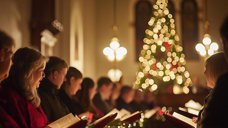 Chor in Kirche singt Weihnachtslieder
