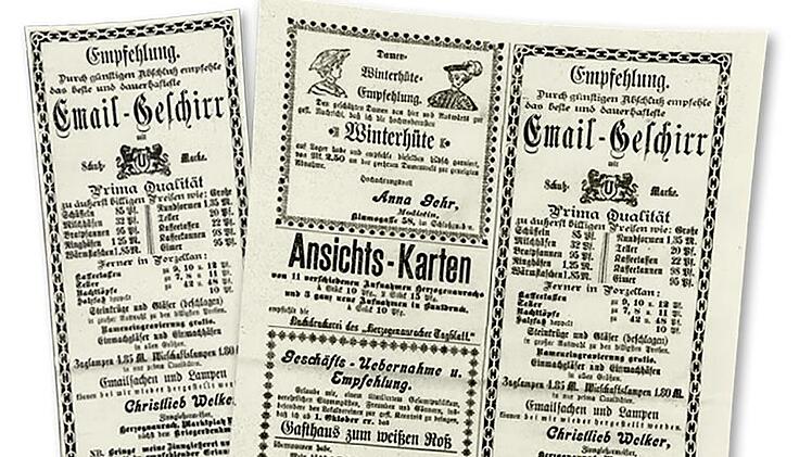 Im "Herzogenauracher Tagblatt" wurde alles beworben, vom Winterhut bis zum Haustrank. Repro: FT
