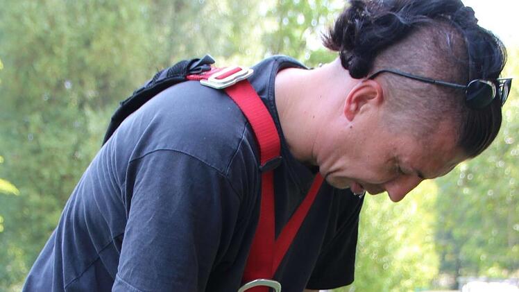 Bühnenaufbau für Nigel Kennedy im Luitpoldpark. Foto: Benedikt Borst