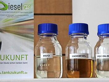 Kraftstoffe im Reagenzglas: R33, der von der Hochschule entwickelte Diesel, hat den Sprung vom Labor in die Tanks geschafft. Foto: Simone Bastian/ CT-Archiv